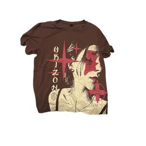 Romwe Goth Male Portrait Graphic T-Shirt Mens M